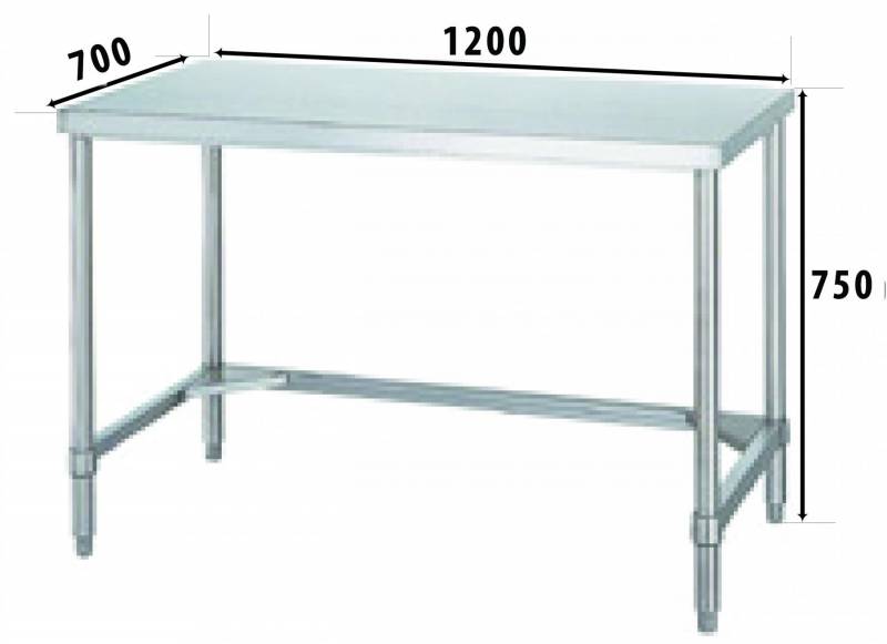 BTM1200I-700DCN 1200x700mm SUS201 Stainless Steel Cleanroom Workbench with Leveling Feet (1.2mm Brushed Top / Ø38mm Tubular Legs)