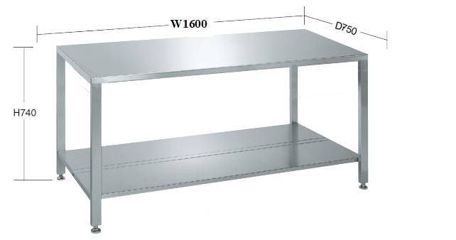 Stainless Steel Workbench with Adjustable Feet BTTM1600I-750DC-2T