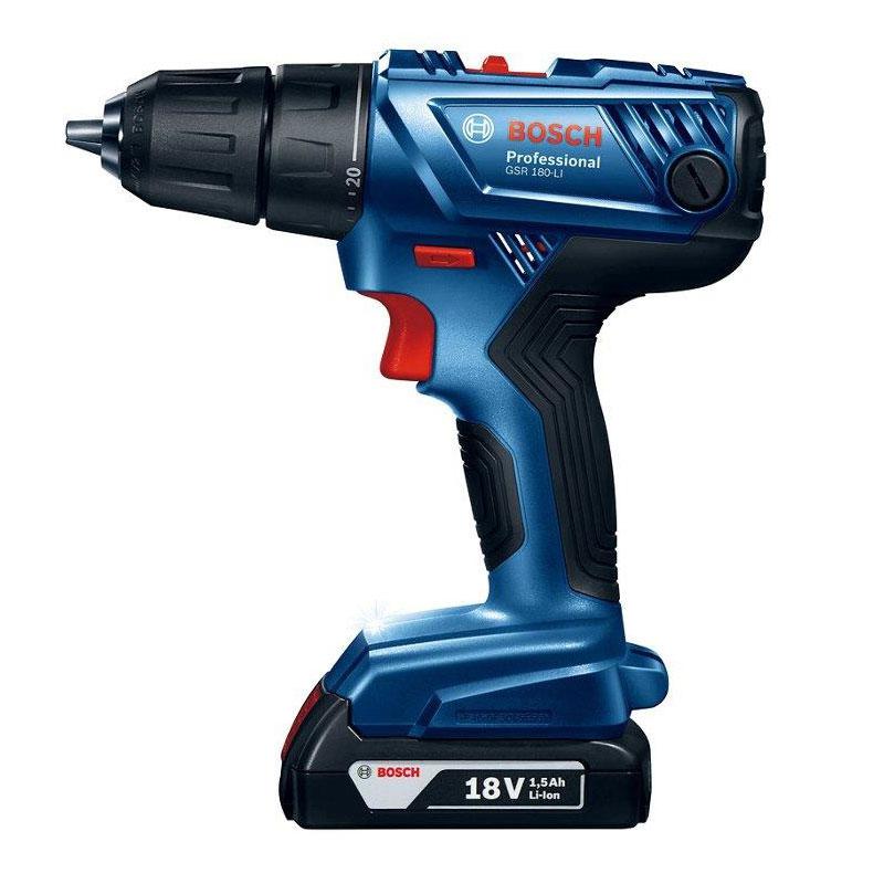 ボッシュ Bosch GSR 180-LI 18V バッテリードライバードリル フルセット (1.5Ahバッテリー2個・充電器・キャリングケース付 / 最大トルク54Nm)
