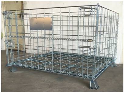 WC-A7 Trivalent Chrome (Cr3+) Zinc-Plated Foldable Wire Mesh Storage Cage Pallet (1200 x 1000 x 900mm / 1500kg Load / Ø6mm Wire)
