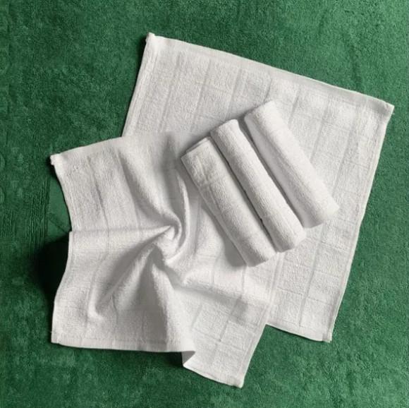 100% 純綿 高級 ホワイト 正方形 ナプキン ＆ おしぼり タオル 30×30cm (高吸水性 / 毛羽立ち防止 縁かがり縫製 / ホテル・レストラン・サロン用)