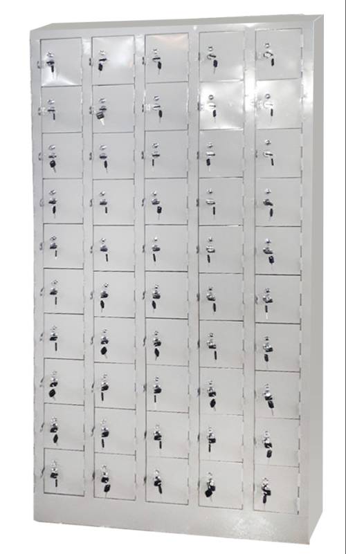 TM50S 840x250x1800mm 50门加厚钢制手机集中存放寄存柜 / 保密储物柜 (独立安全锁 / 通风散热孔与姓名卡槽 / 50人专用)
