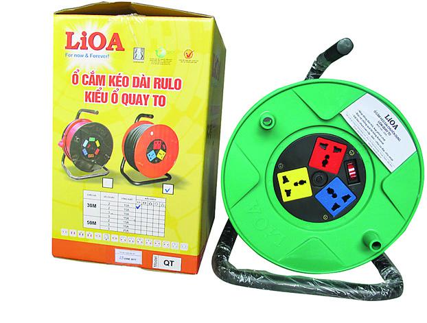 LiOA QT30-2-15A 30-Meter Heavy-Duty Industrial Cable Reel Extension Cord (15A / 3,300W Max / 2-Core / Thermal Overload Breaker)