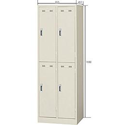 TM4S 4-Door Single-Column Steel Locker Cabinet 610x457x1830mm (Ventilated Louvers / Name Tag Slots / Cam Locks & Padlock Hasps / 4 Persons)