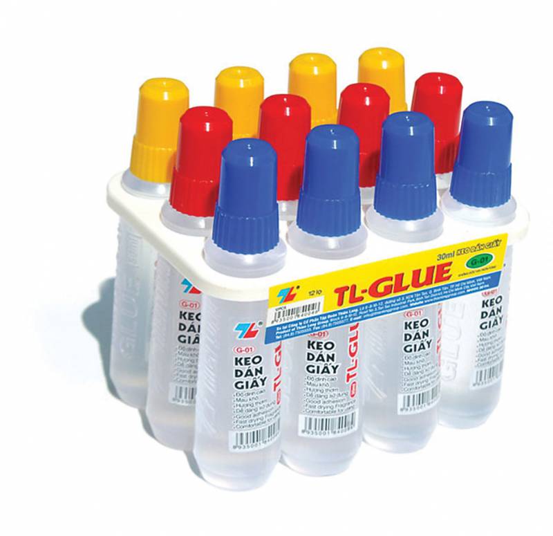 ティエンロン (Thien Long) G-08 30ml 水のり 液体紙用接着剤 (12本入 パック / 速乾 PVA 無毒性 処方 / スポンジヘッド 塗りやすい / 事務・領収書貼り・工作用)