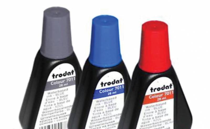 Trodat 7011 Standard Blue Stamp Pad Refill Ink 28ml (Water-Based / Non-Toxic / For Self-Inking Rubber Stamps / Made in Austria)