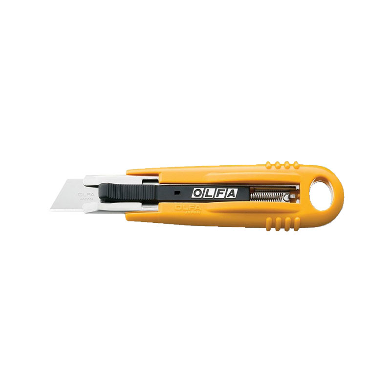 OLFA SK-4 Heavy-Duty Auto-Retracting Safety Utility Knife (Stainless Steel Channel / SKB-2 Reversible Blade / Made in Japan)