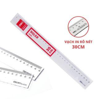 Deli デリ 6230 30cm 高透明 アクリル 直定規 (ミリ＆インチ両面目盛 / インクエッジ段差加工)