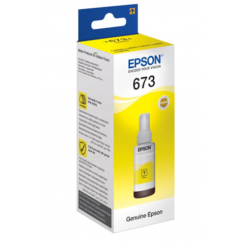 Epson T6734 Genuine Yellow Dye Ink Bottle 70ml (Compatible with EcoTank L800, L805, L850, L1800 Photo Printers)