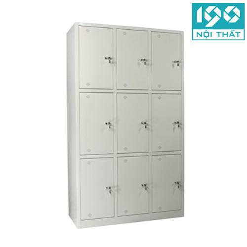 190 Furniture TS09 9-Compartment Personal Steel Locker Cabinet (0.6-0.7mm Cold-Rolled Steel / Individual Key & Padlock Latches)