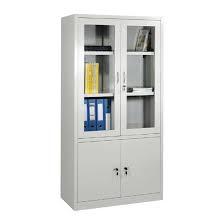 190 TS03 2-Compartment Steel Office Storage Cabinet (Upper Glass Doors with 2 Adjustable Shelves / Lower Solid Doors)