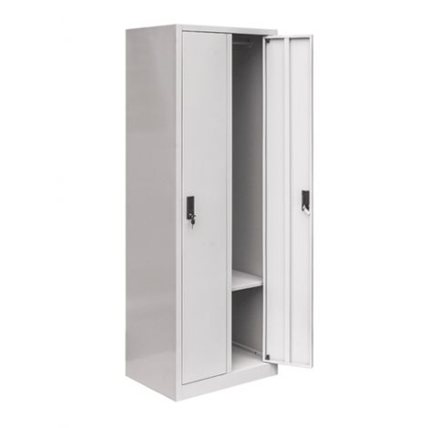 TS17-1 2-Door 2-Compartment Steel Locker Wardrobe with Clothes Hanging Rods, Shelf & Integrated Key Locks