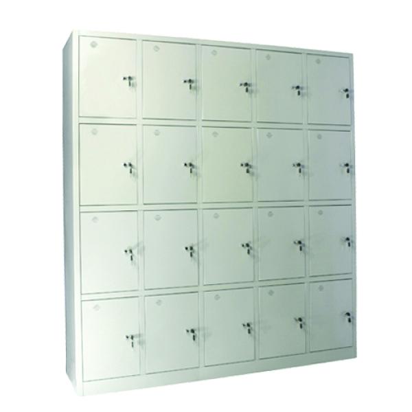 Noi That 190 TS08 20-Compartment Steel Employee Locker Cabinet with Individual Cam Locks (0.6-0.7mm Steel / Light Grey)