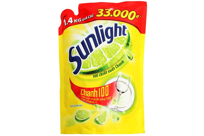 サンライト Sunlight レモン 食器用洗剤 詰替え用エコパウチ 1.4kg (天然レモンエキス / 強力油汚れ落とし)