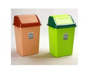 Sサイズ 小型 スイングトップ 回転フタ式 プラスチック ダストボックス ゴミ箱 (容量 5〜8L / 耐久性 PP樹脂製 / 自動復帰フタ / デスク・サニタリー用)