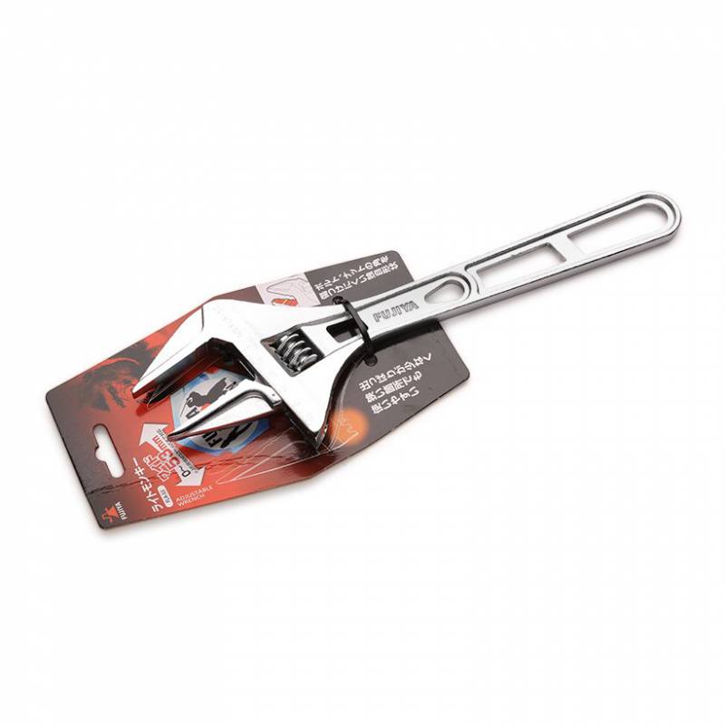 Fujiya FLA-28 Ultra-Wide Lightweight Adjustable Wrench 28mm Jaw Capacity (150mm Length / Thin Jaws / Soft Grip / Made in Japan)