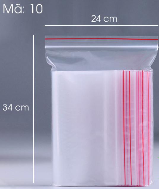 Size No.10 (24 x 34 cm) Clear Heavy-Duty Zipper Reclosable Poly Bags (Pack of 100 Bags / Waterproof Airtight Grip-Seal PE)
