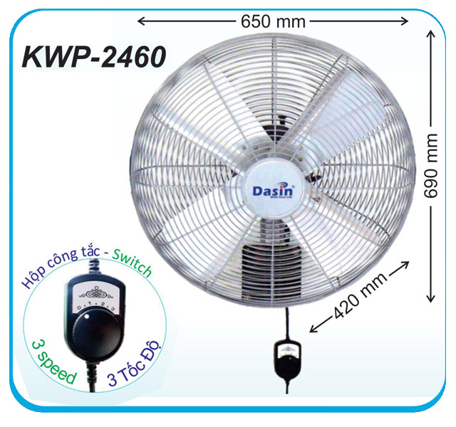 Dasin KWP-2460 산업용 벽걸이 선풍기