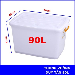 Duy Tan 90L No. 747 Heavy-Duty Industrial Plastic Storage Container Box with Wheels & Dual Clip-Lock Lid (Virgin PP / 700x490x420mm) - Image 1