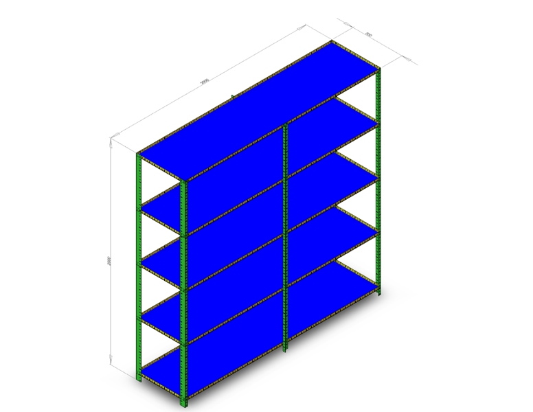 1200×600×2000mm 5段 ボルトレス スチール製 中量ラック 倉庫棚 (粉体塗装 / 段間隔調整可能)