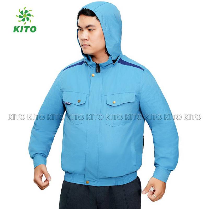 Genuine KITO Air-Conditioned Cooling Vest - Blue with Detachable Hood - Image 1