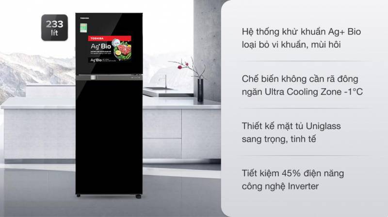 東芝 TOSHIBA GR-A28VM (UKG1) 233L 2ドア トップフリーザー インバーター 省エネ冷蔵庫 (Ultra Cooling Zone 微凍結 / Uni-Glass パネル / Ag+ バイオ脱臭)