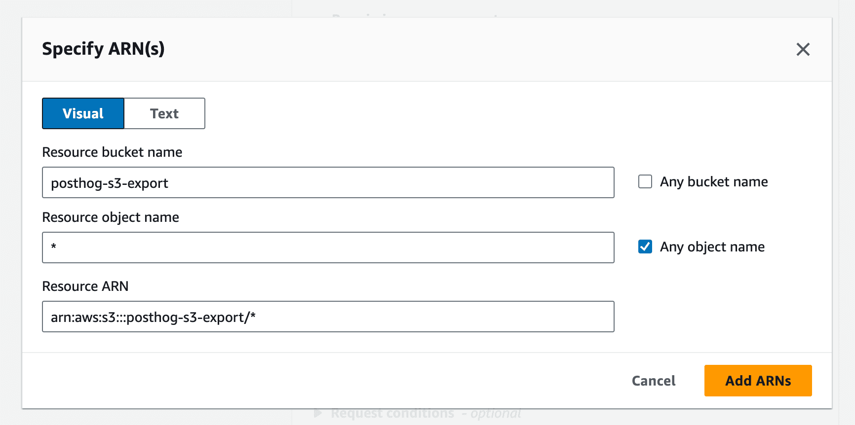 bucket arn config