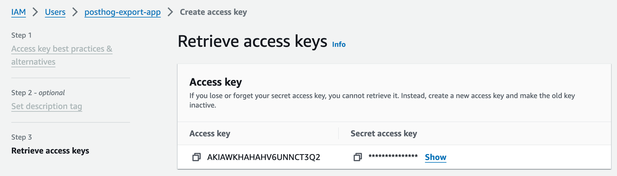 AWS access keys