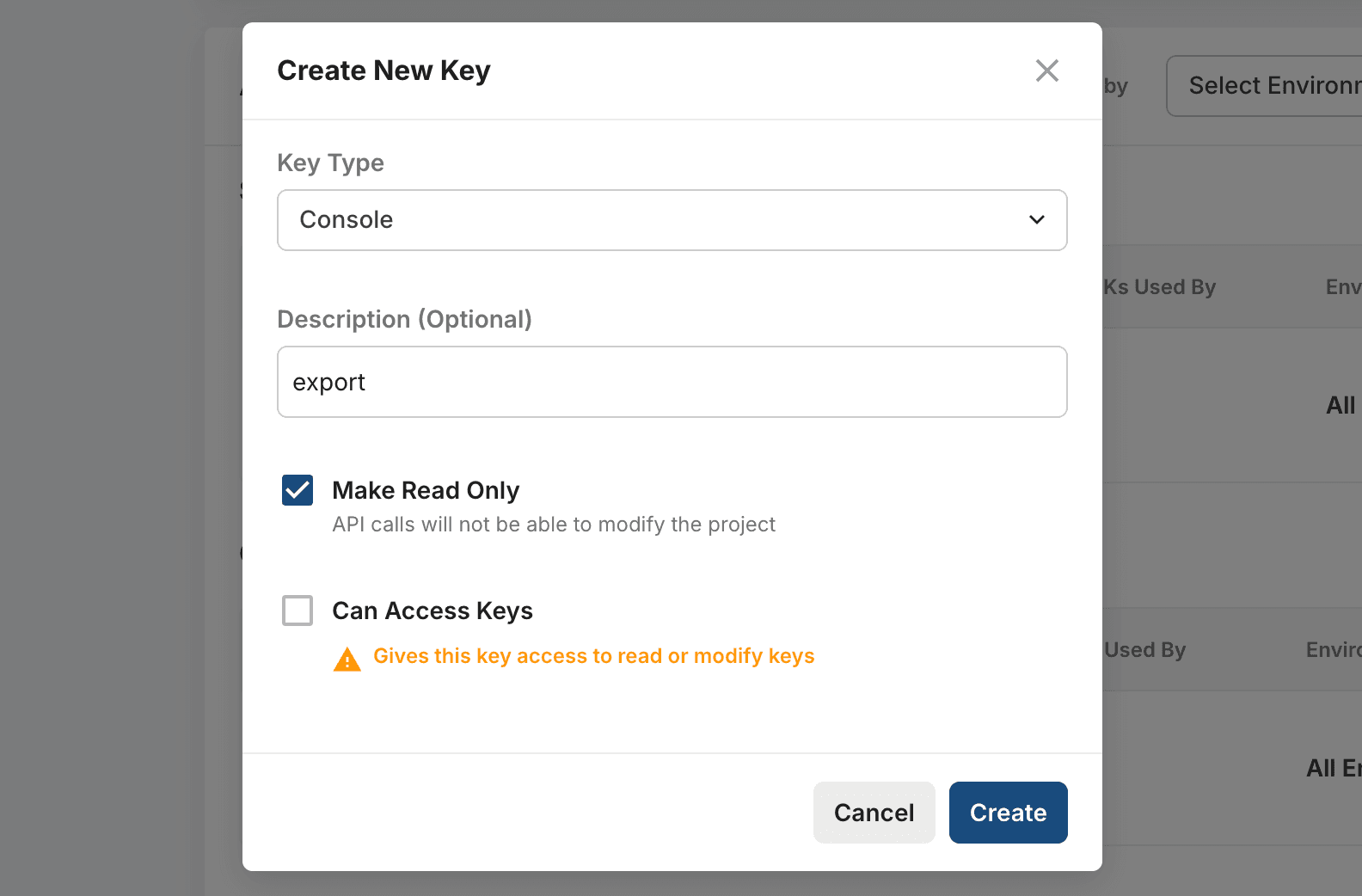 Statsig console key