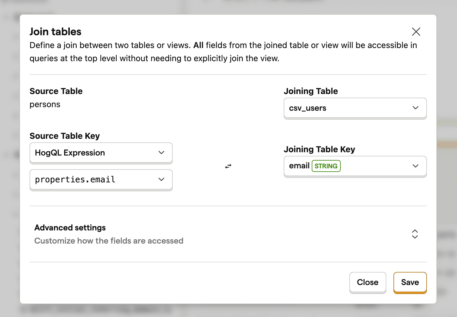 Joining CSV data to persons in PostHog