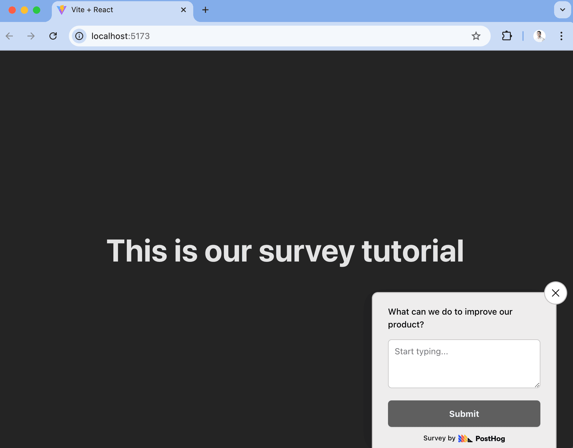 Popover survey in app