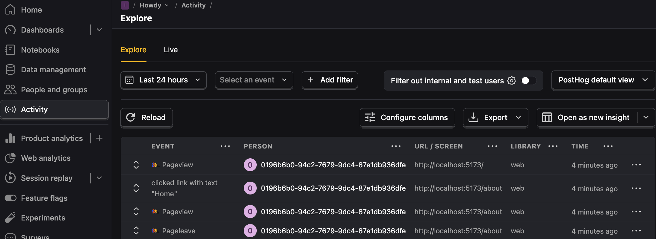 Events in PostHog