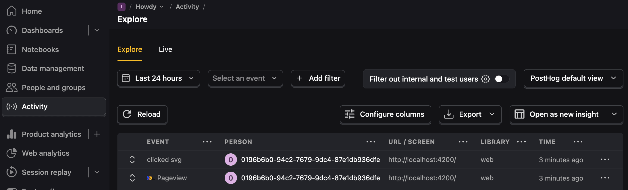 Events in PostHog