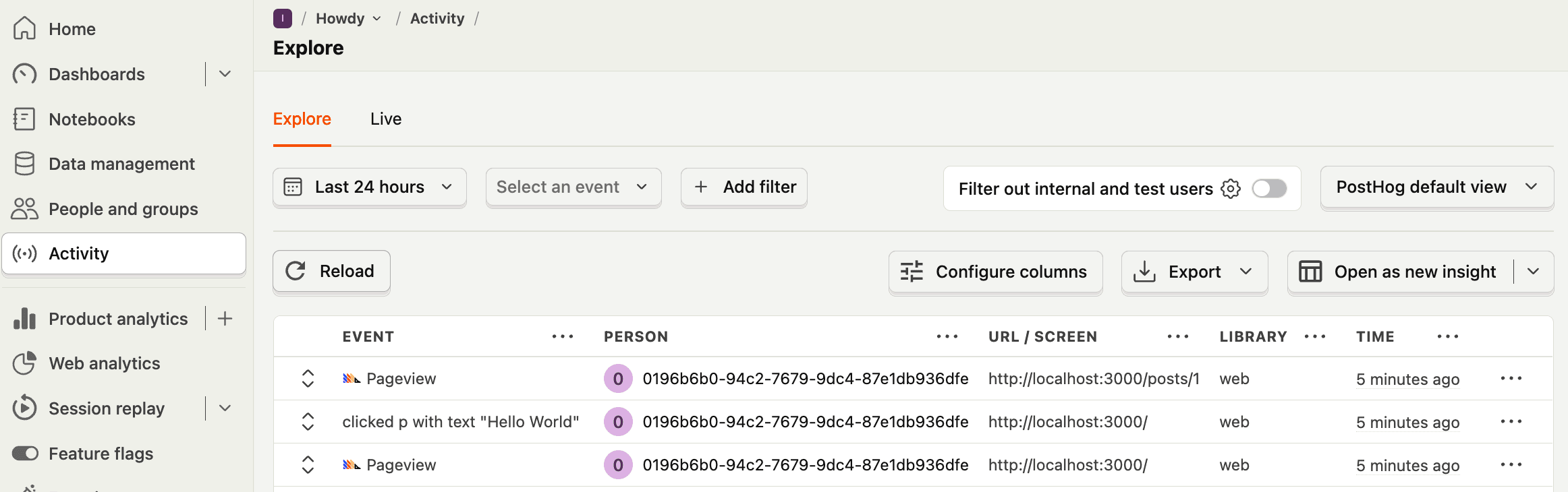 Events in PostHog
