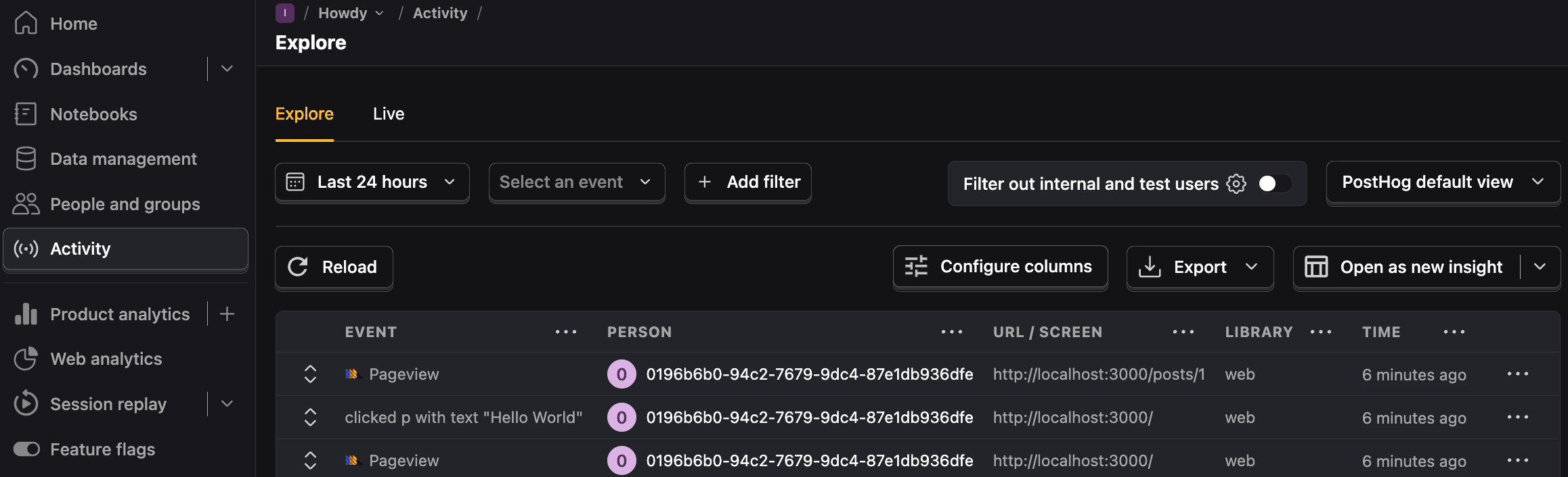 Events in PostHog