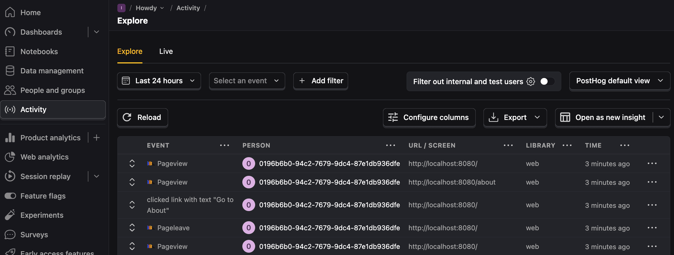 Events in PostHog
