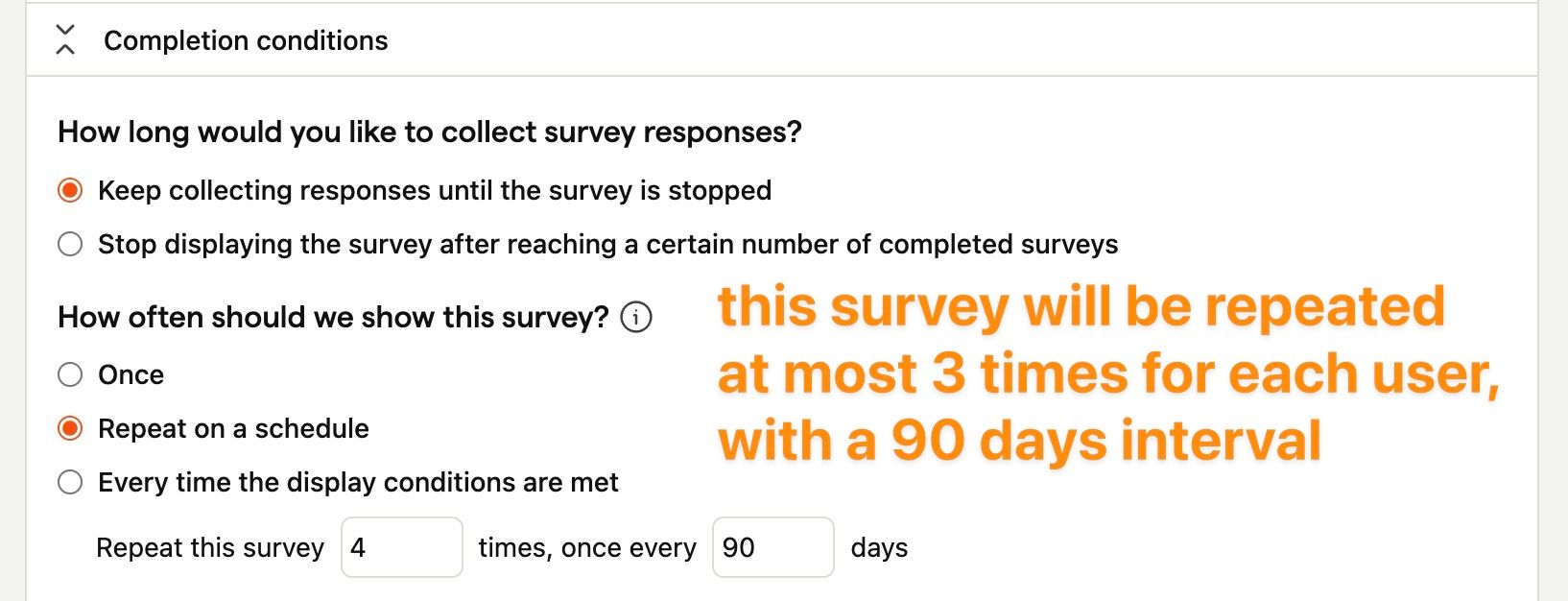 Repeating surveys