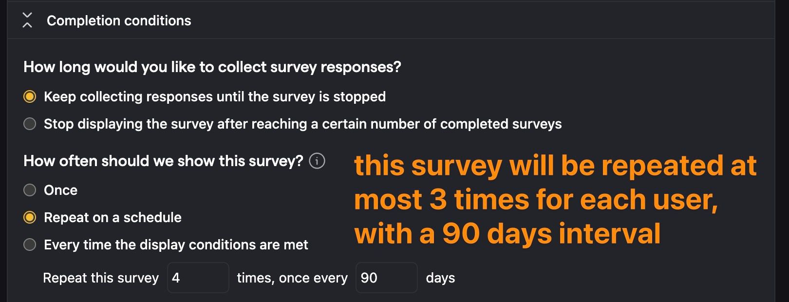 Repeating surveys