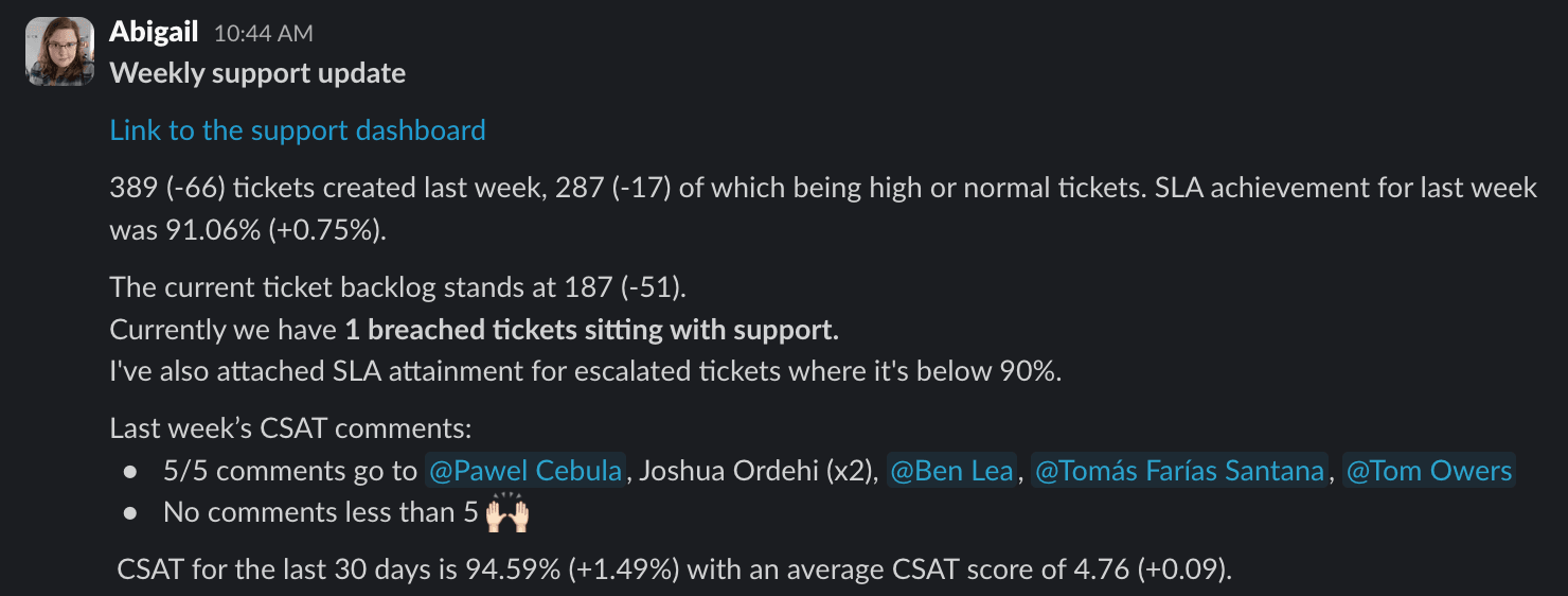 Support report