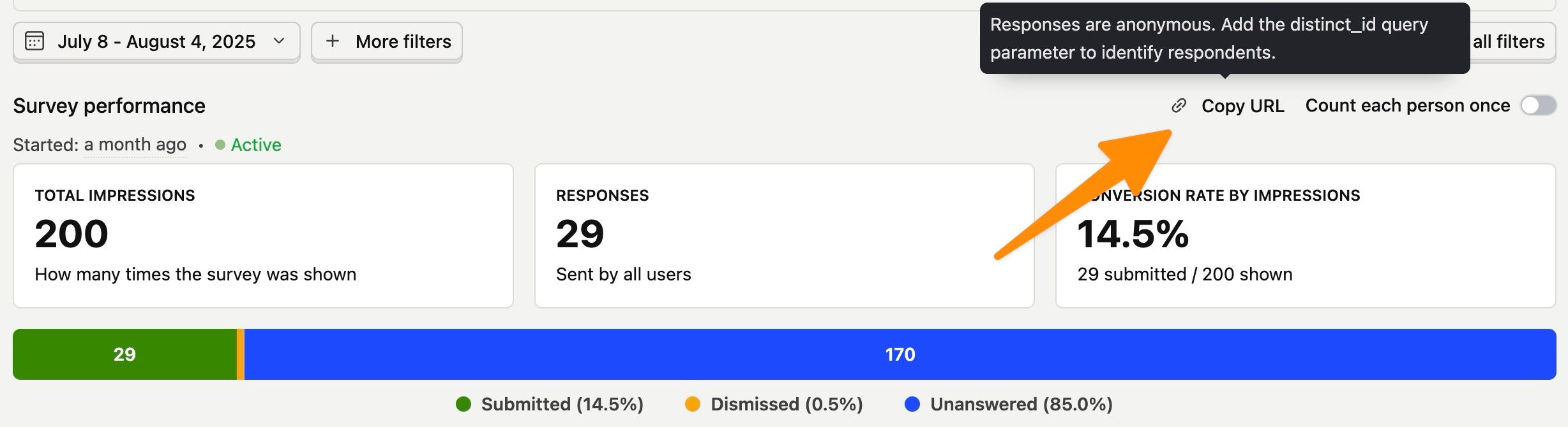 Copy survey link