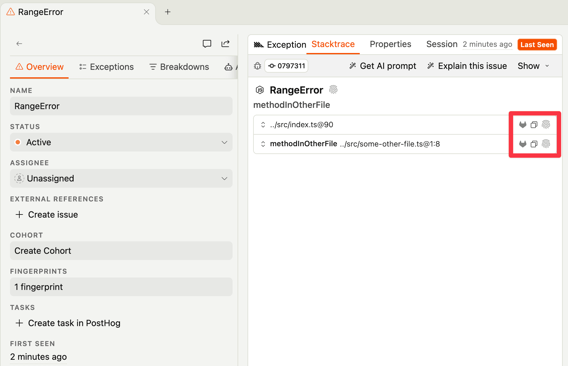 Stacktrace with GitLab source link