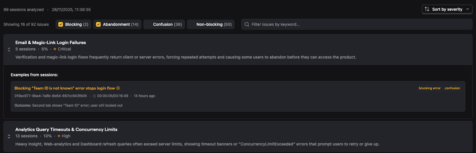Session group summary