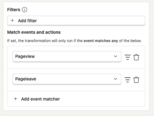 Drop events based on event filters