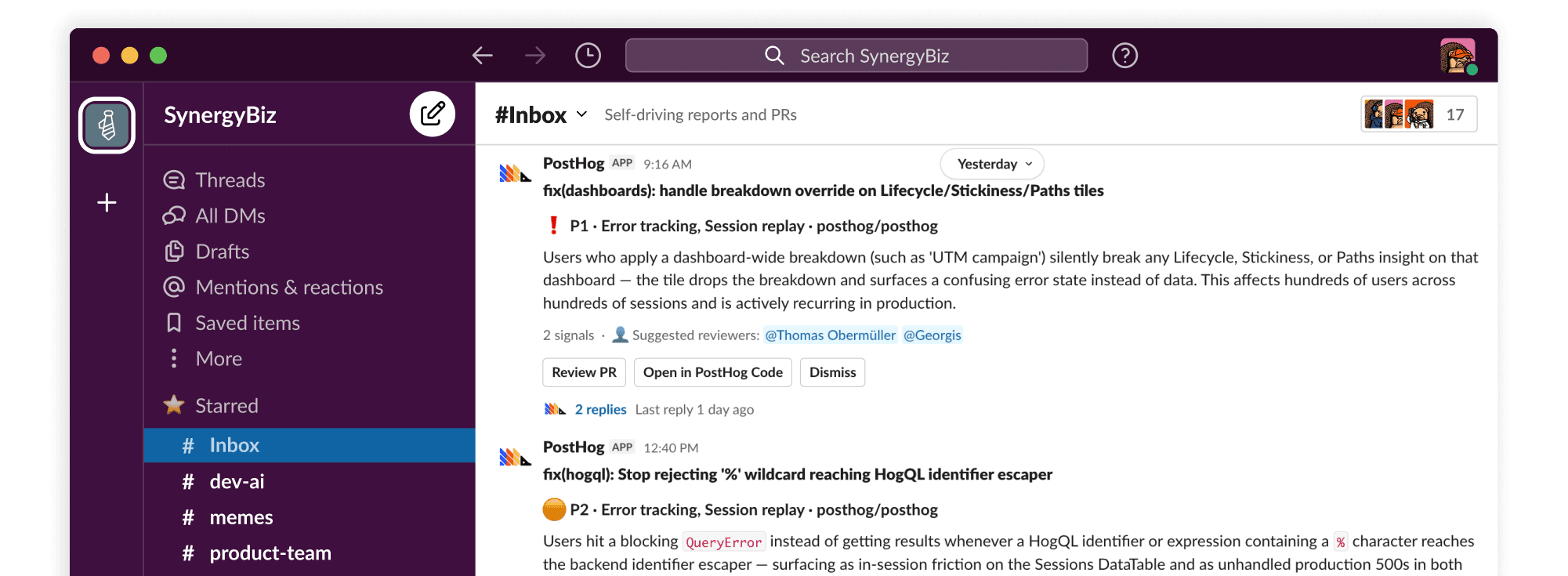 Steering a self-driving report from a Slack thread