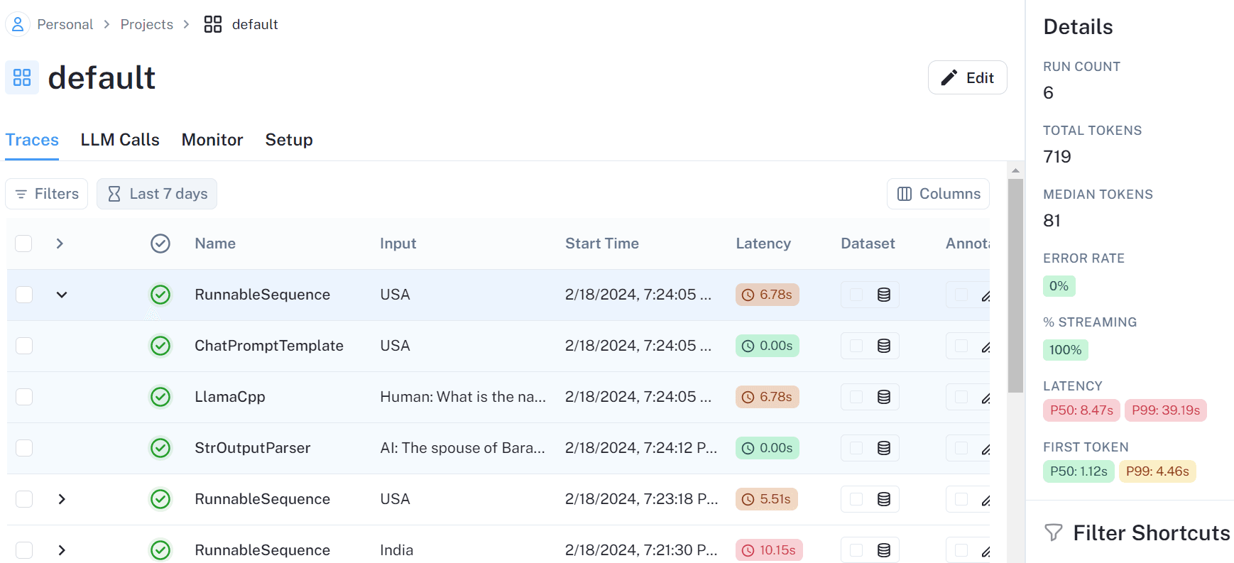LangSmith Dashboard