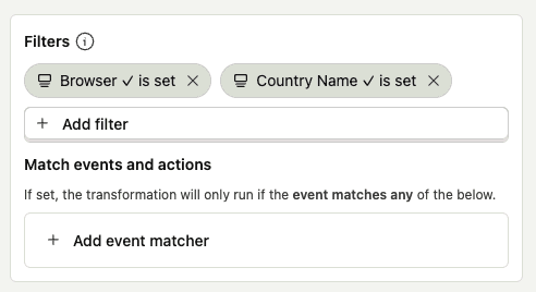 Drop events based on property filters