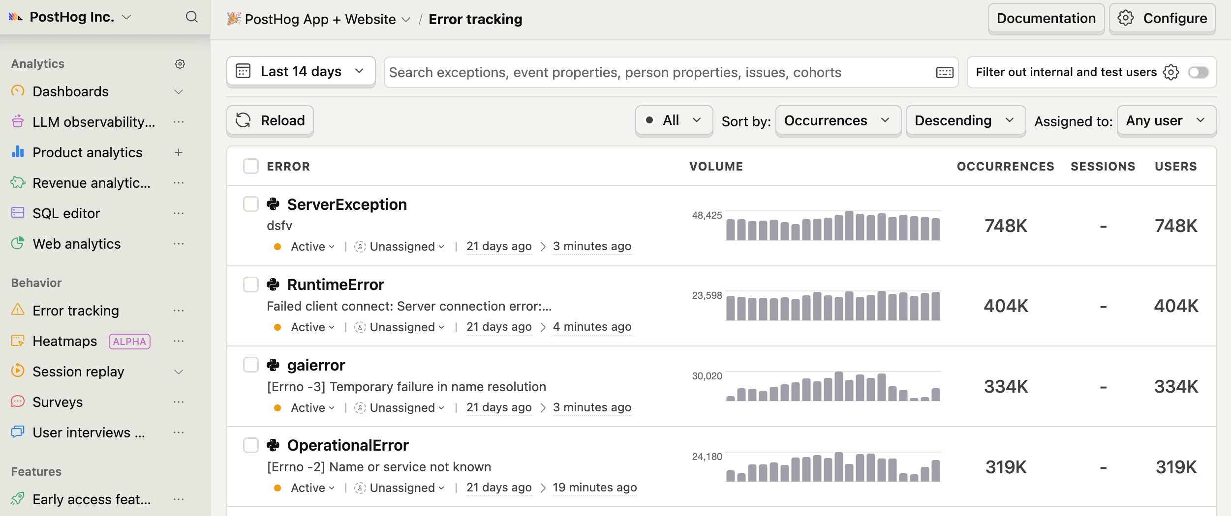 Error tracking overview