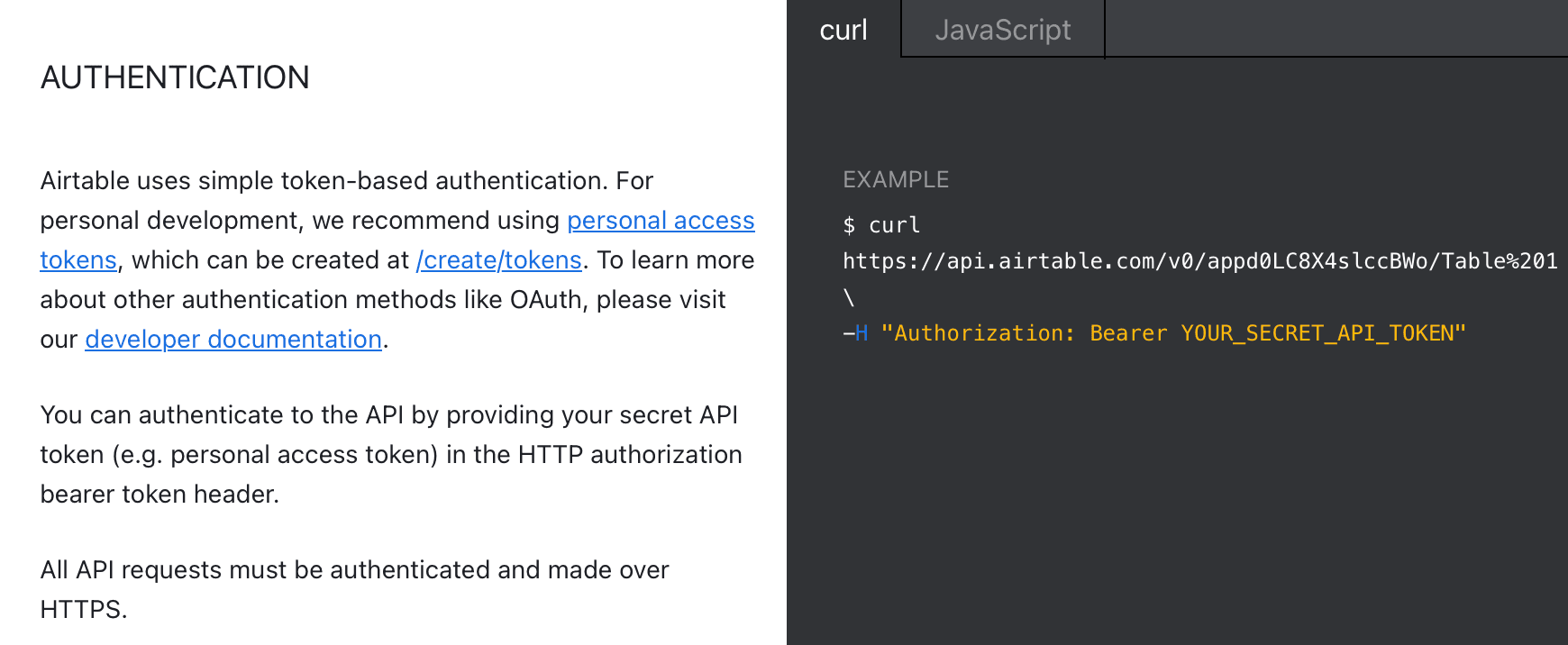 Airtable's documentation