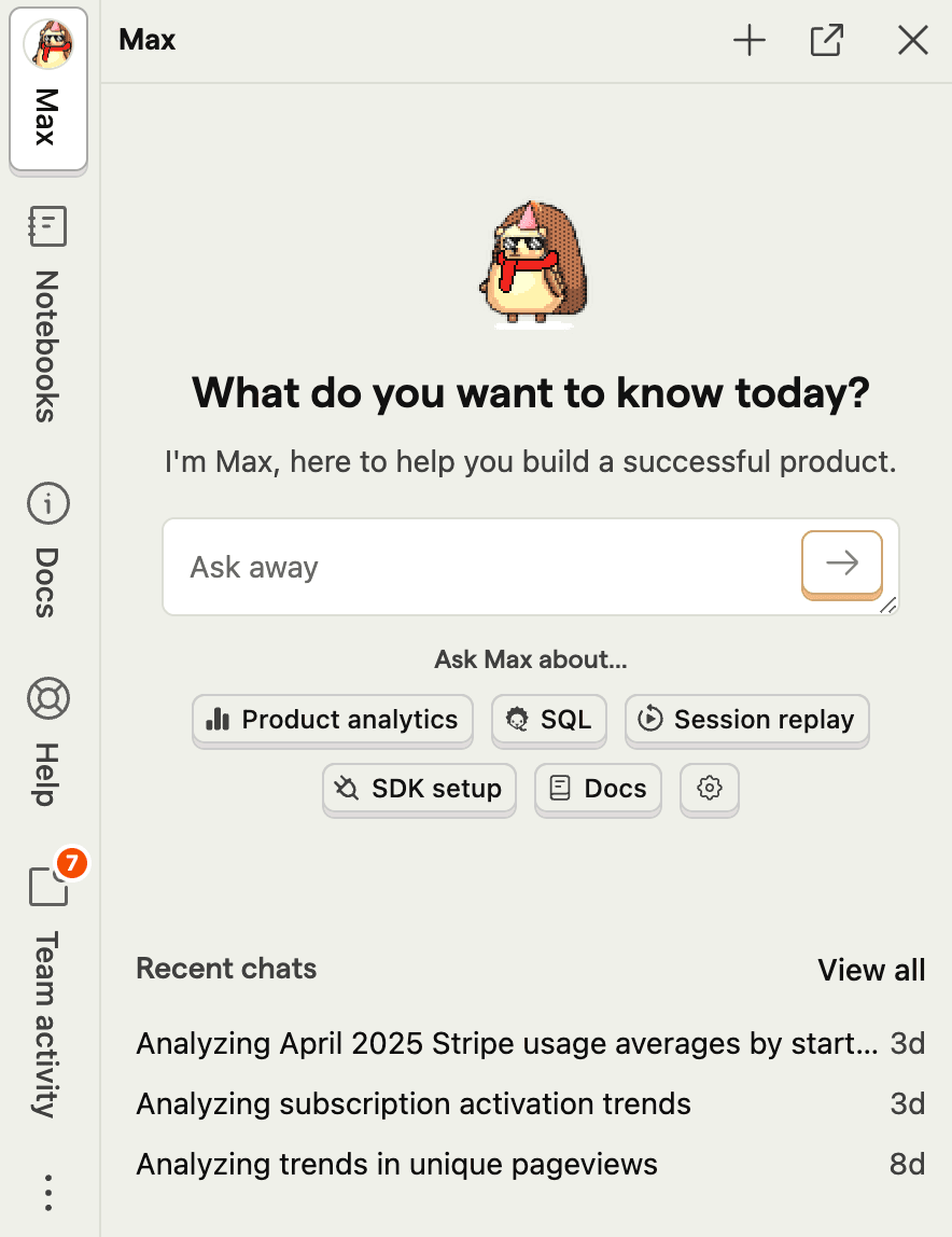 Max in the sidebar