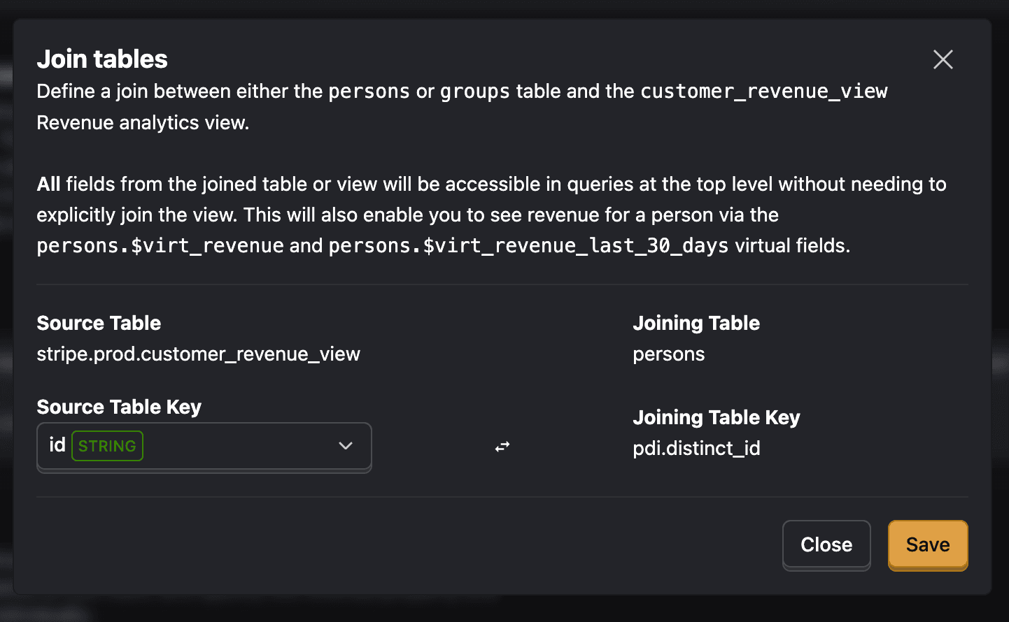 Revenue analytics persons and groups setup